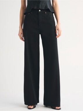 Abercrombie & Fitch Black Wide-Leg Flare Jeans